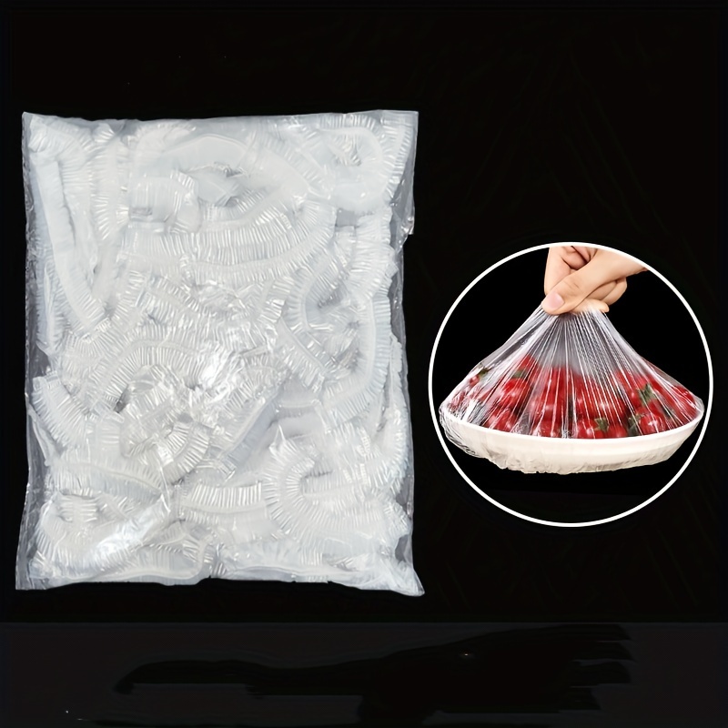 100pcs/set Couverture de stockage alimentaire en plastique jetable