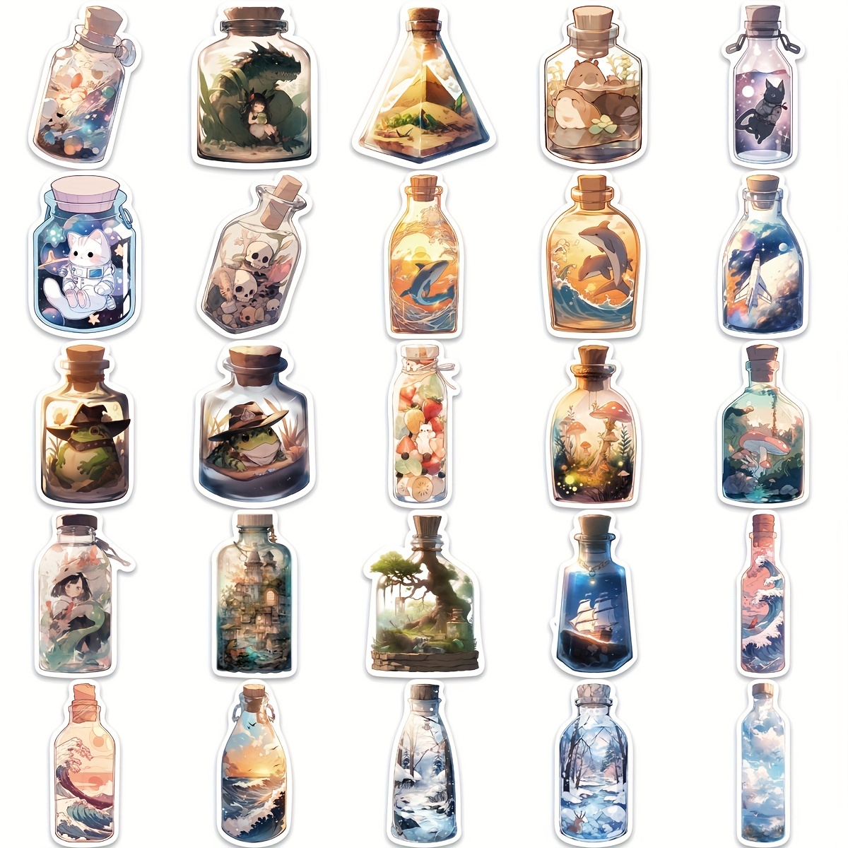 Cute Magic World In The Bottle Stickers Preppy Water Bottle - Temu