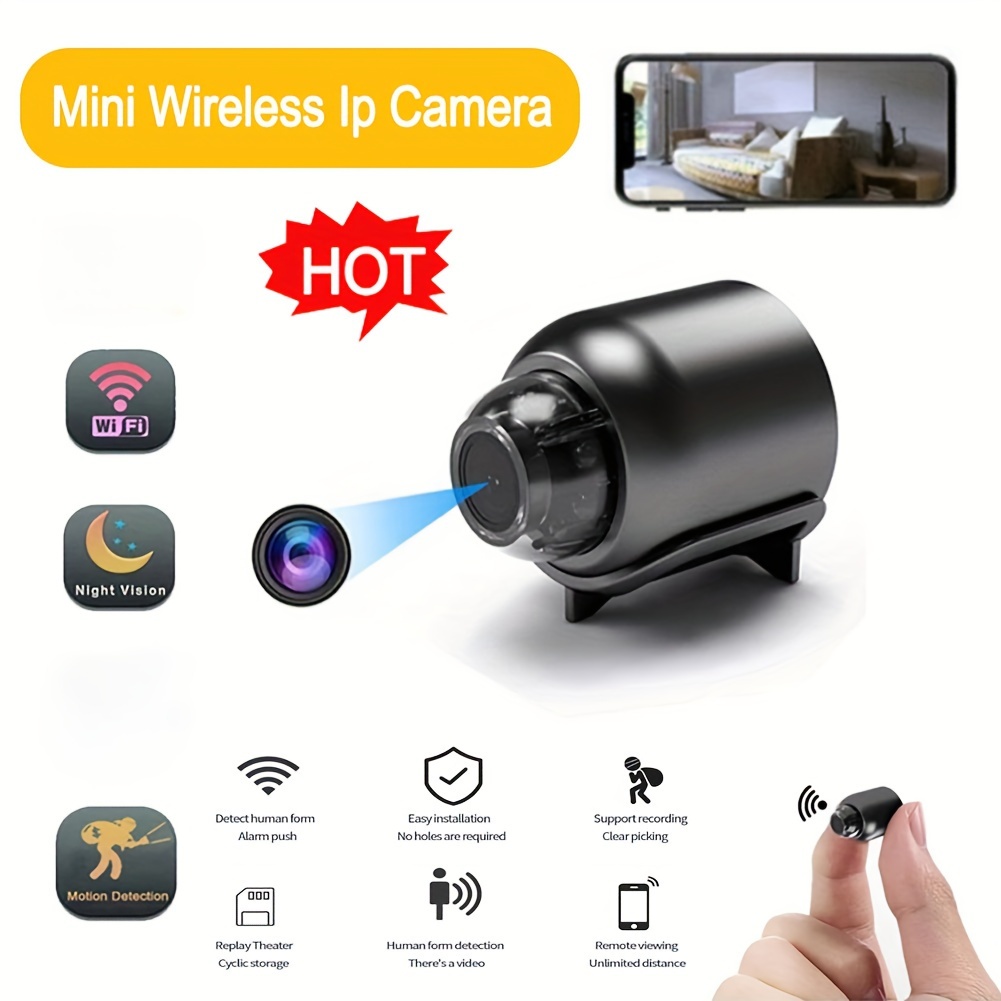 Mini cámara espía inalámbrica WiFi, cámara oculta de 1080p con visión  nocturna, detección de movimiento, visión remota para seguridad con iOS