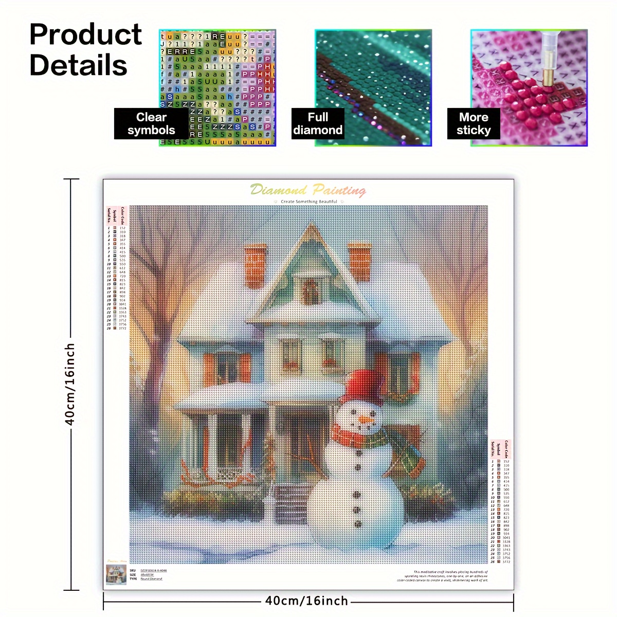 5d Diy Scenery Diamond Painting Small Town House Winter Snow - Temu