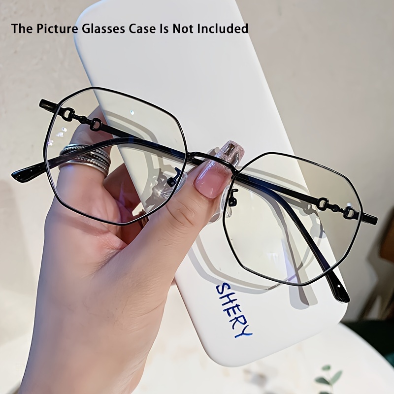 ladies can wear golden polygonal frame anti blue light glasses for computer and phone use as well as outdoor activities details 3