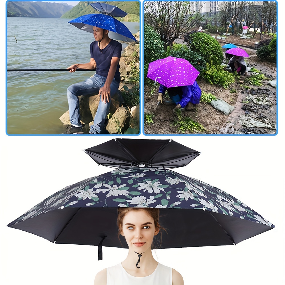 Portable Rain Umbrella Hat Outdoor Sunshade Waterproof - Temu