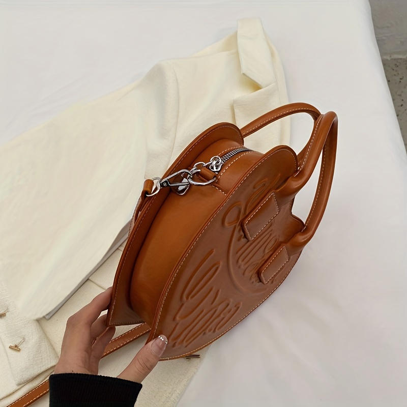 Love Heart Shaped Handbag For Women, Letter Embossed Crossbody Bag