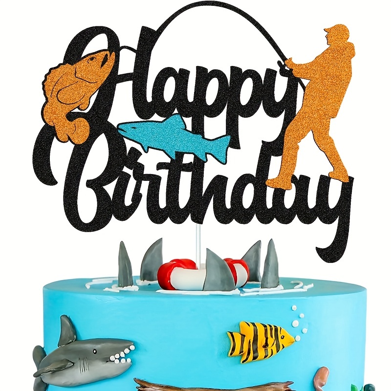 1個、釣りテーマのケーキトッパー、誕生日パーティーテーマの装飾