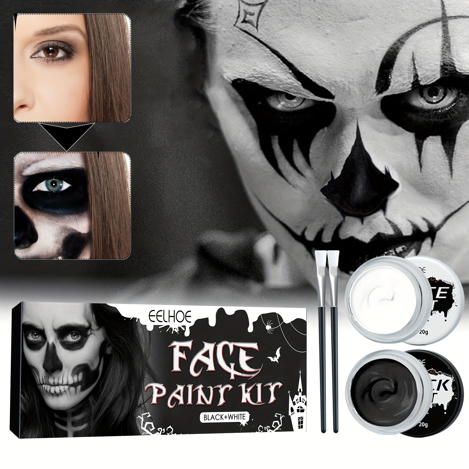 Halloween Makeup Face Paint Kit White And Black Oil Color - Temu