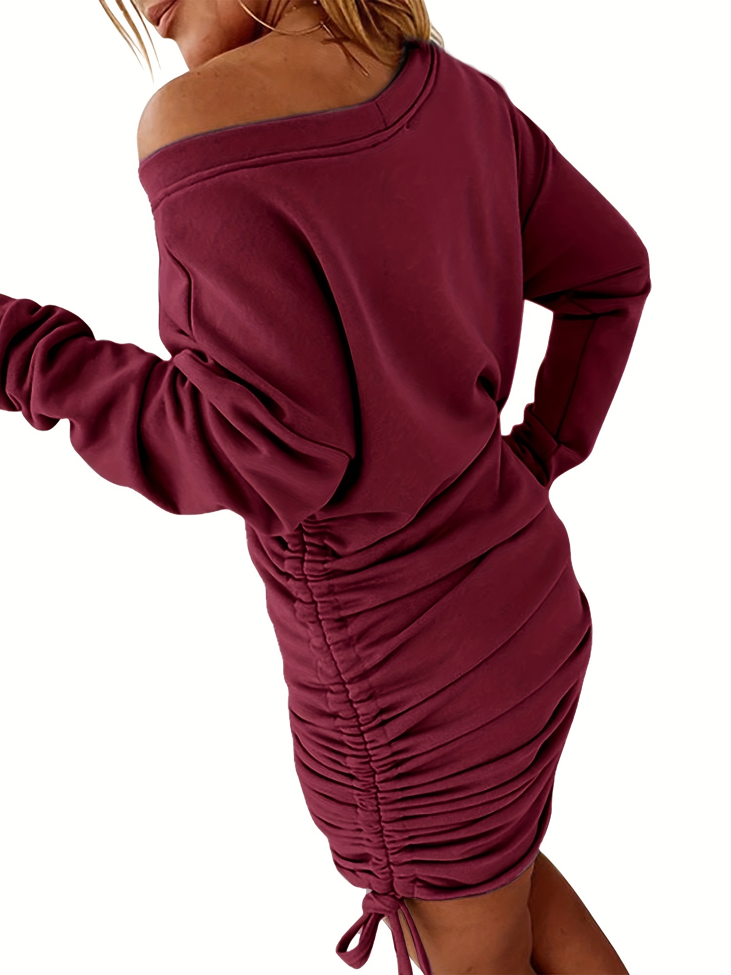 Moda mujer vestido con capucha pulóver manga larga estampado bolsillo  Casual sudadera vestido Fridja NMB132