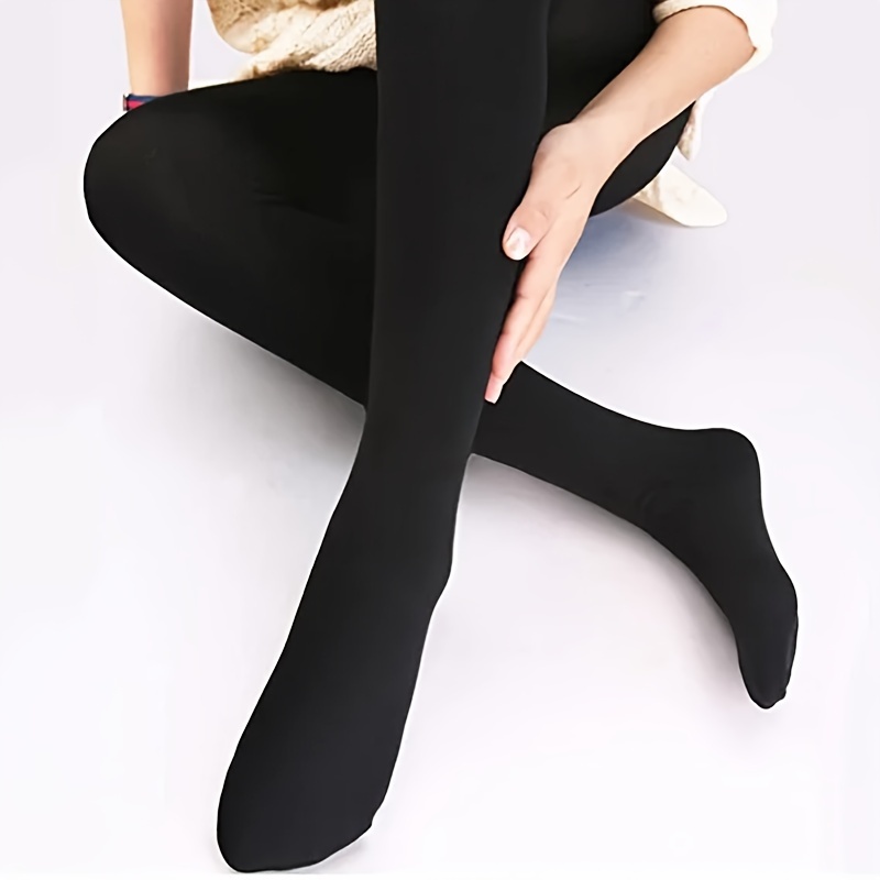 Fuzzy Thermal Pantyhose Thick Warm Plush Lined Leggings - Temu