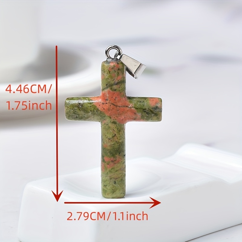 Natural Mixed Crystal Cross Necklace Pendant