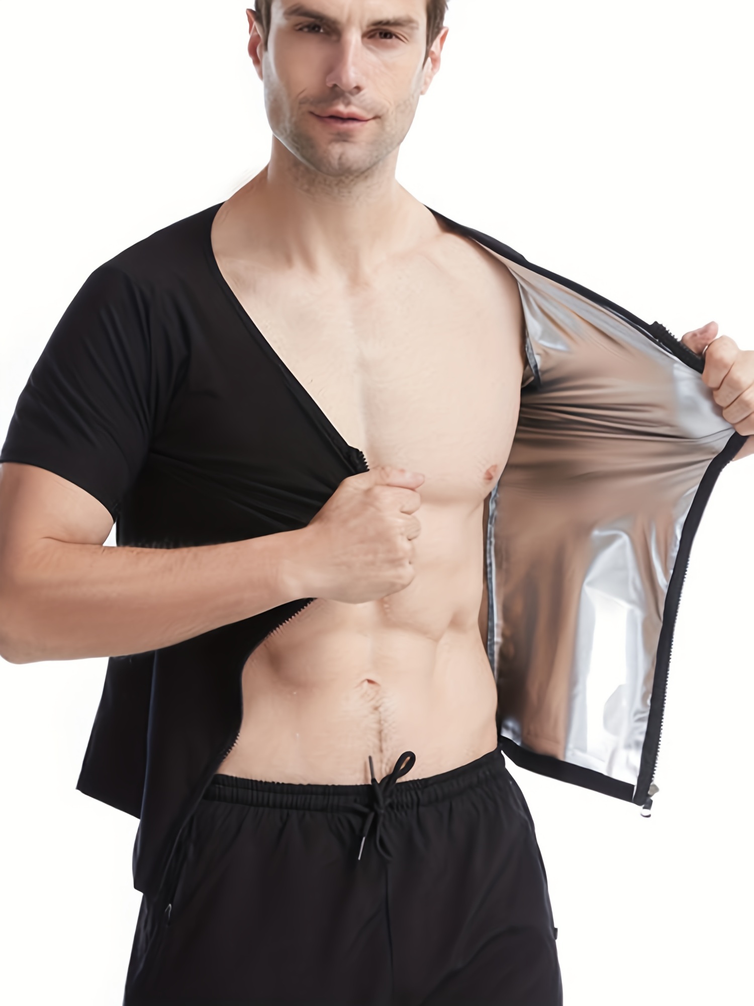 Men's Perspiration Sauna Short Sleeve Outdoor Activewear - Temu