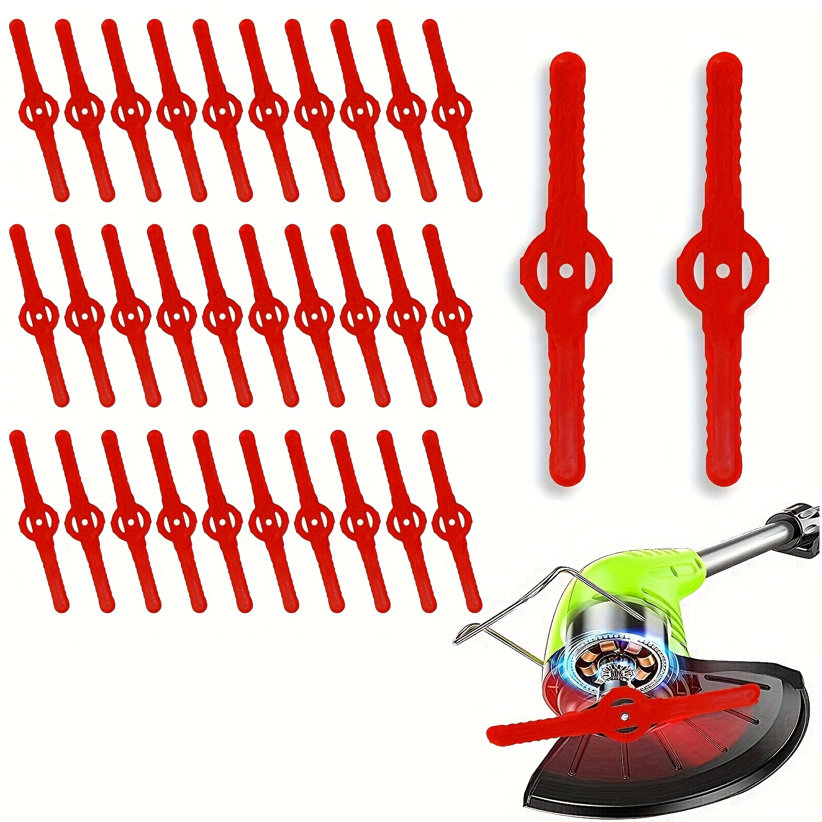 

30 Packs Red Weeder Plastic Blades, Replacement Flex Line Blades, Durable Weeder Blades, Lawn Mower Blades Replacement Mower Head Blades For Cordless Lawn Trimmers/edgers Red