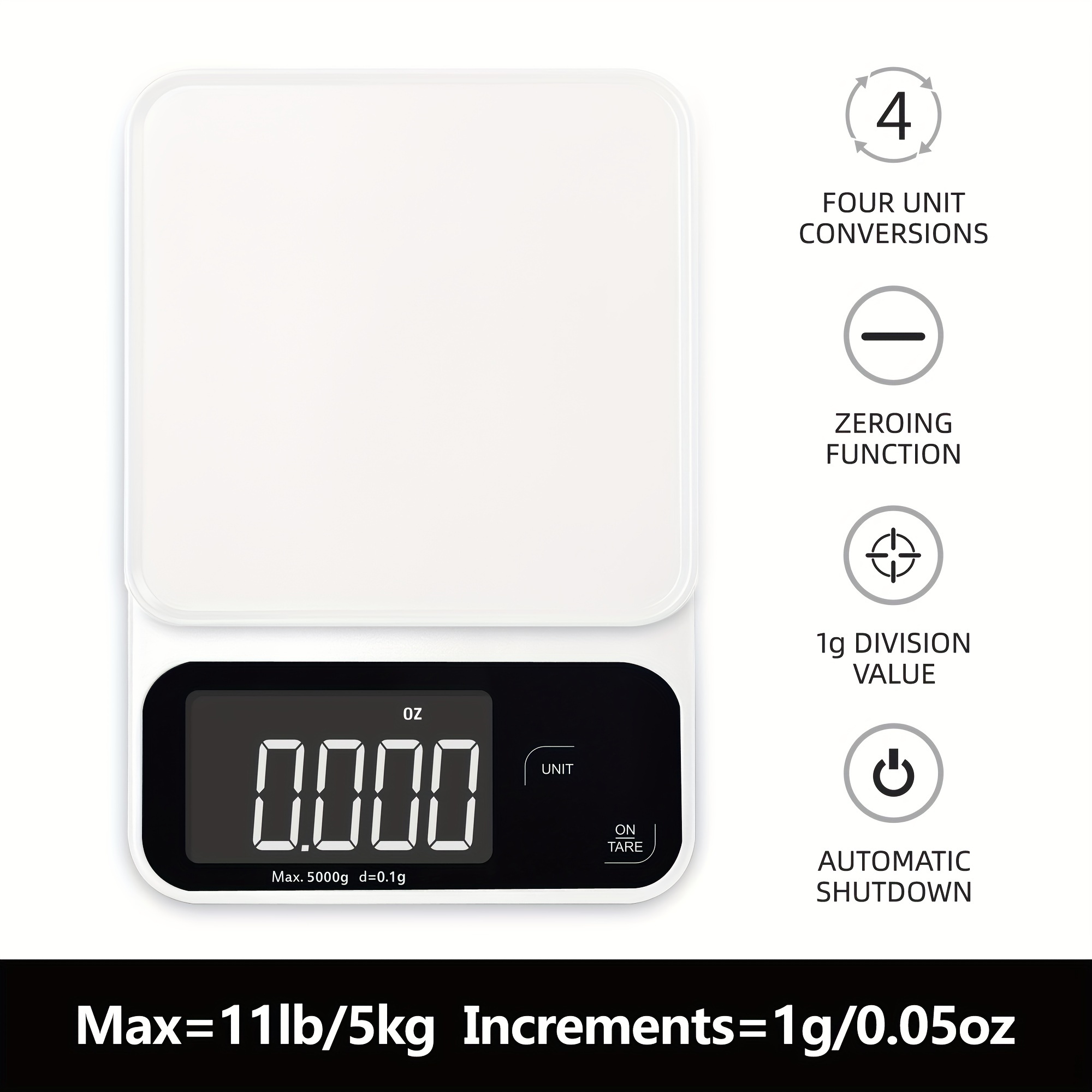 5kg 1kg LCD Digital Scale For Kitchen Food Precise Portable