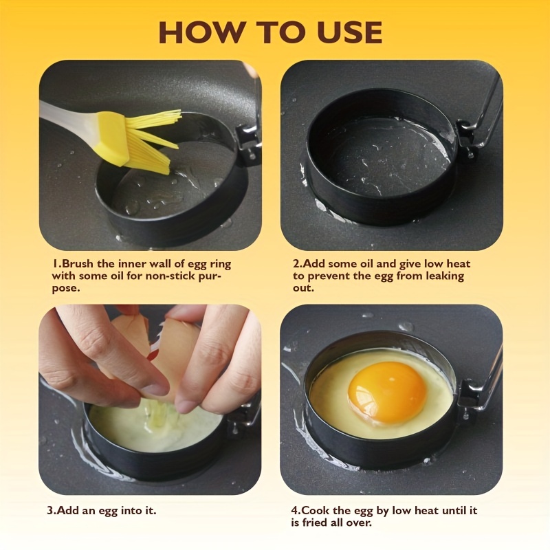 4pcs/set Silicone Egg Rings Omelette Round Non Stick Fried Egg