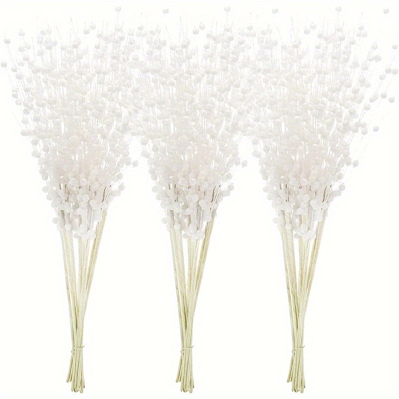 4pcs Artificial Stem Ornaments, Decorative Bead Sticks, Glittery Twigs, Picks, Branches For Christmas Tree, Small Vase, Holiday, Wedding, Party