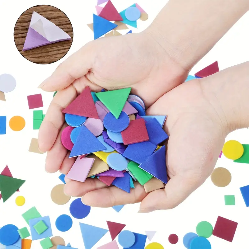 Foam Stickers Self Adhesive Foam Stickers For Kids Crafts Colorful  Geometric Shape Stickers (circle, Square, Triangle) - Temu