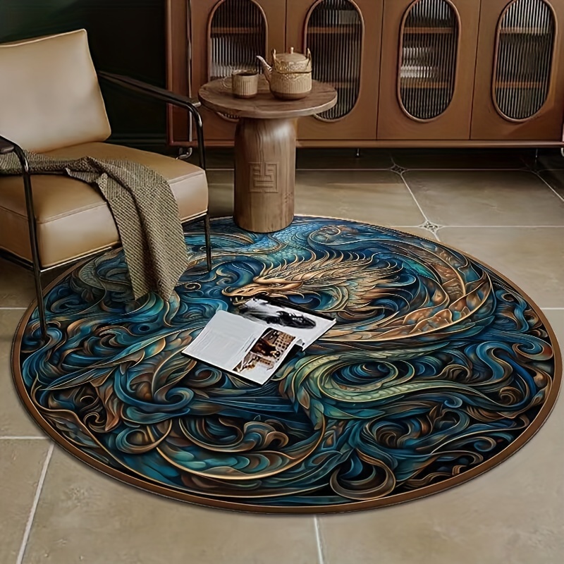 Chinese Style Round Printed Carpet Floor Mat Holiday Decor - Temu
