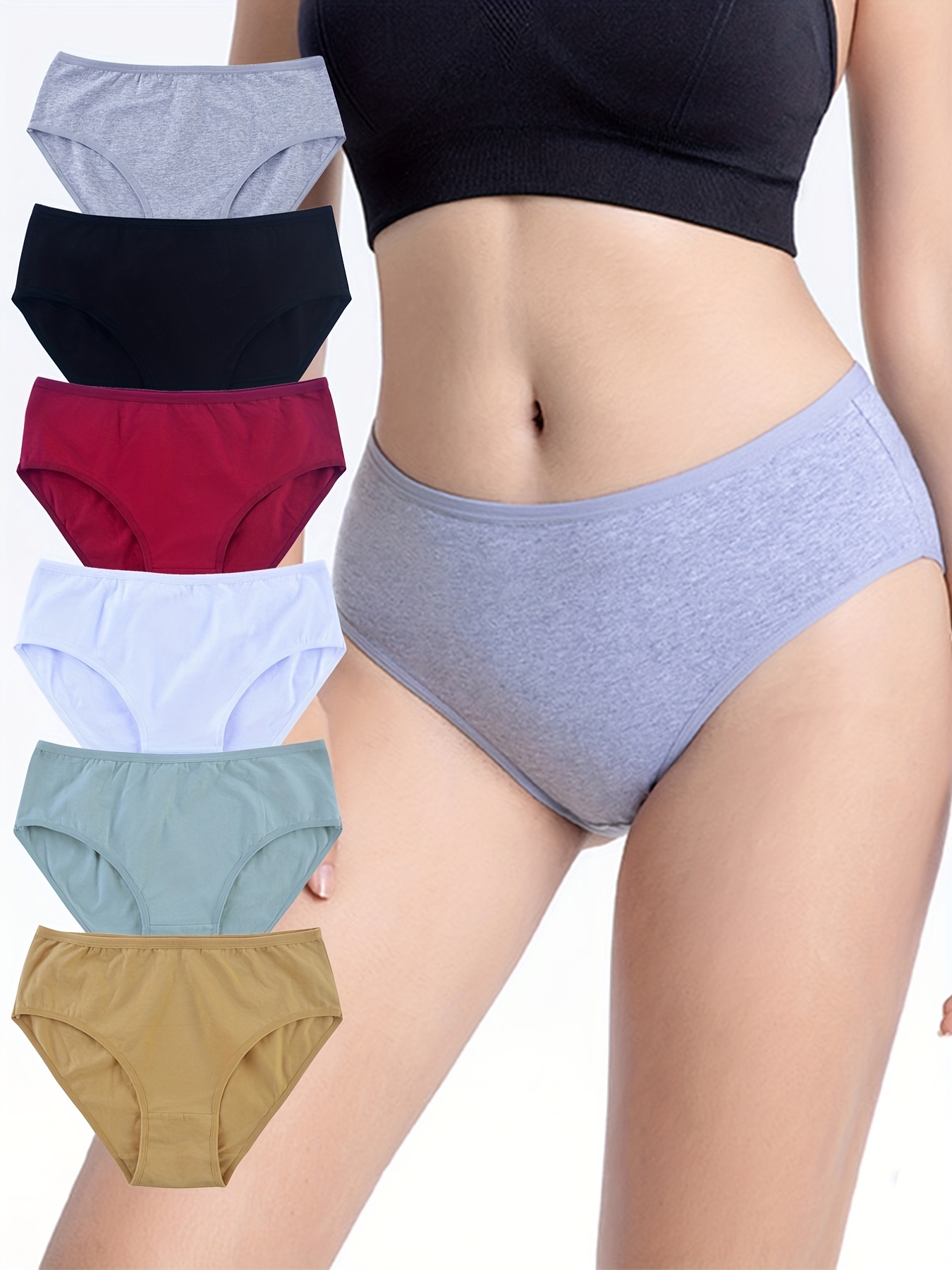 8pcs Seamless Cotton Briefs, Elastic High Waist Tummy Control Panties, Women's  Lingerie & Underwear