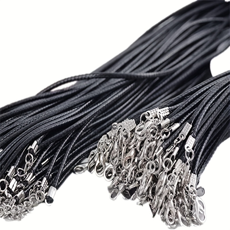 100pcs Leather Necklace Cord with Clasps, Rope Necklace String, Black Necklace Cords for Pendants, 18Premium Bulk Necklace Chains for Jewelry Making