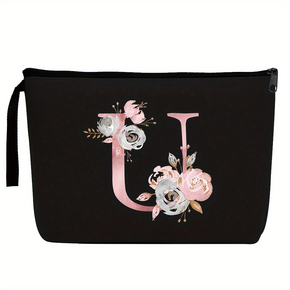 Flower Letter Print Cosmetic Bag Fashion Canvas Storage - Temu United Arab  Emirates