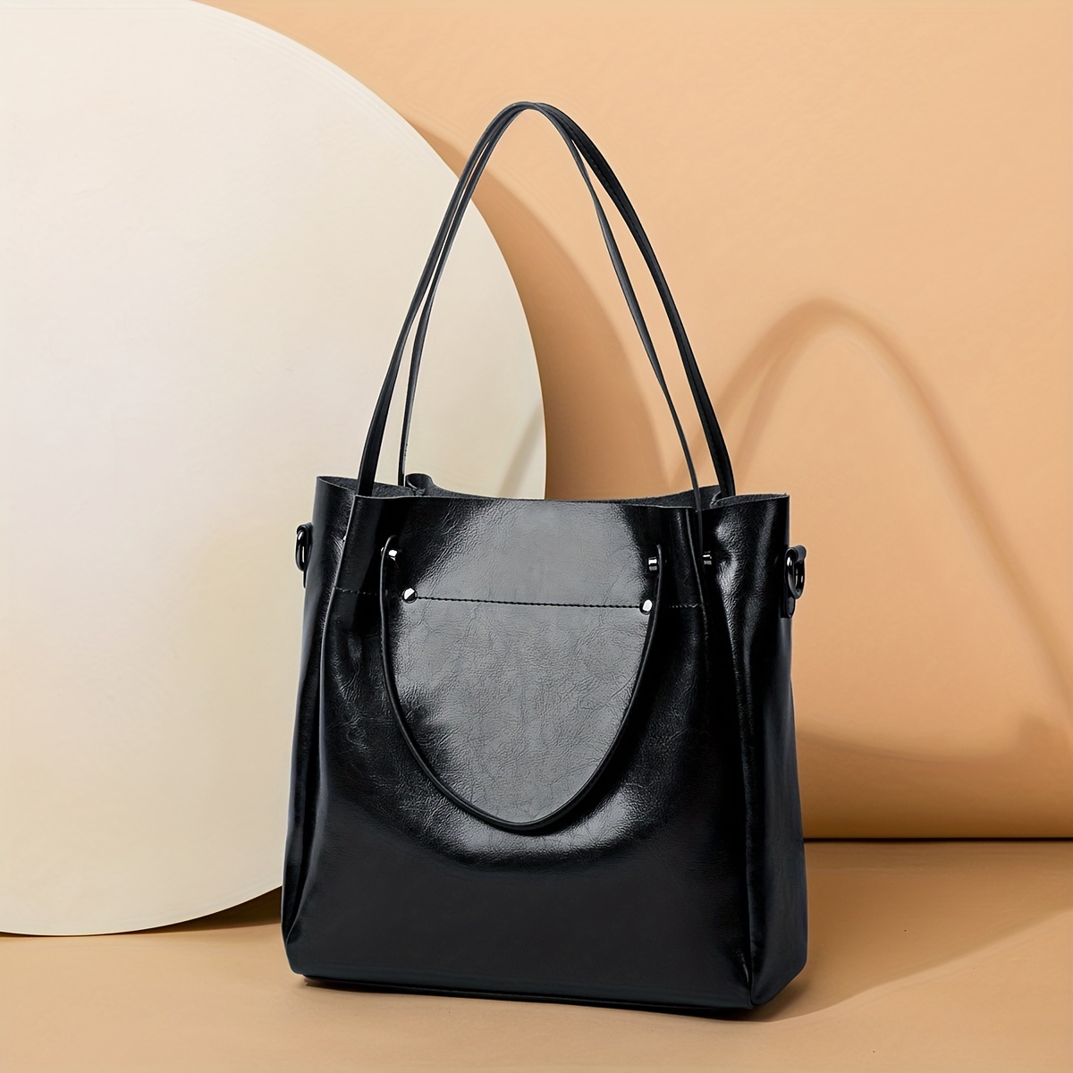 1pc Black Large Capacity Soft Tote With High-end Feeling Can Be Used As  Handbag, Shoulder Bag Or Crossbody Bag, Fashionable And Versatile For Four  Seasons And Commuting