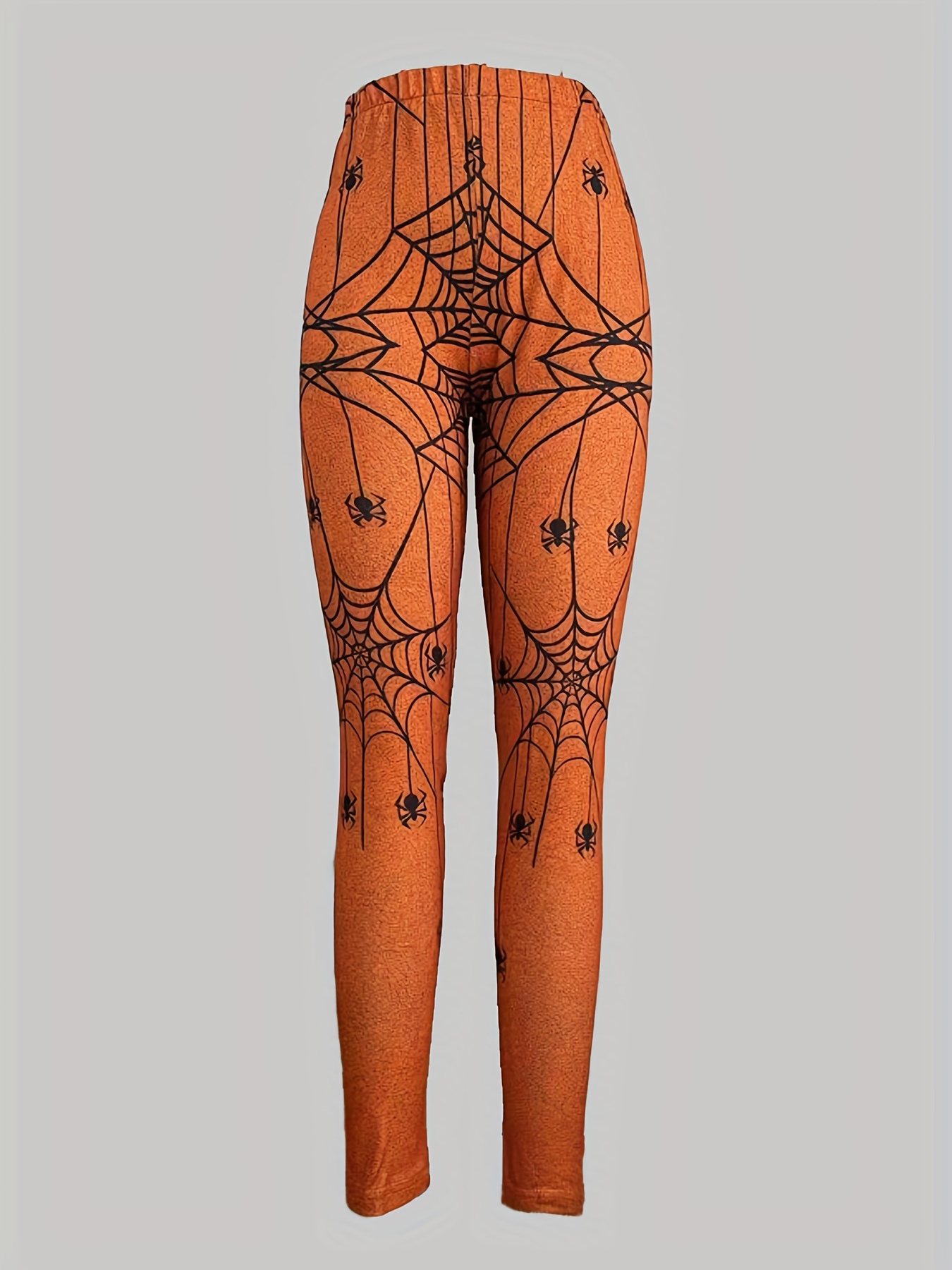 Spider Web Print Skinny Leggings Casual Elastic Waist - Temu