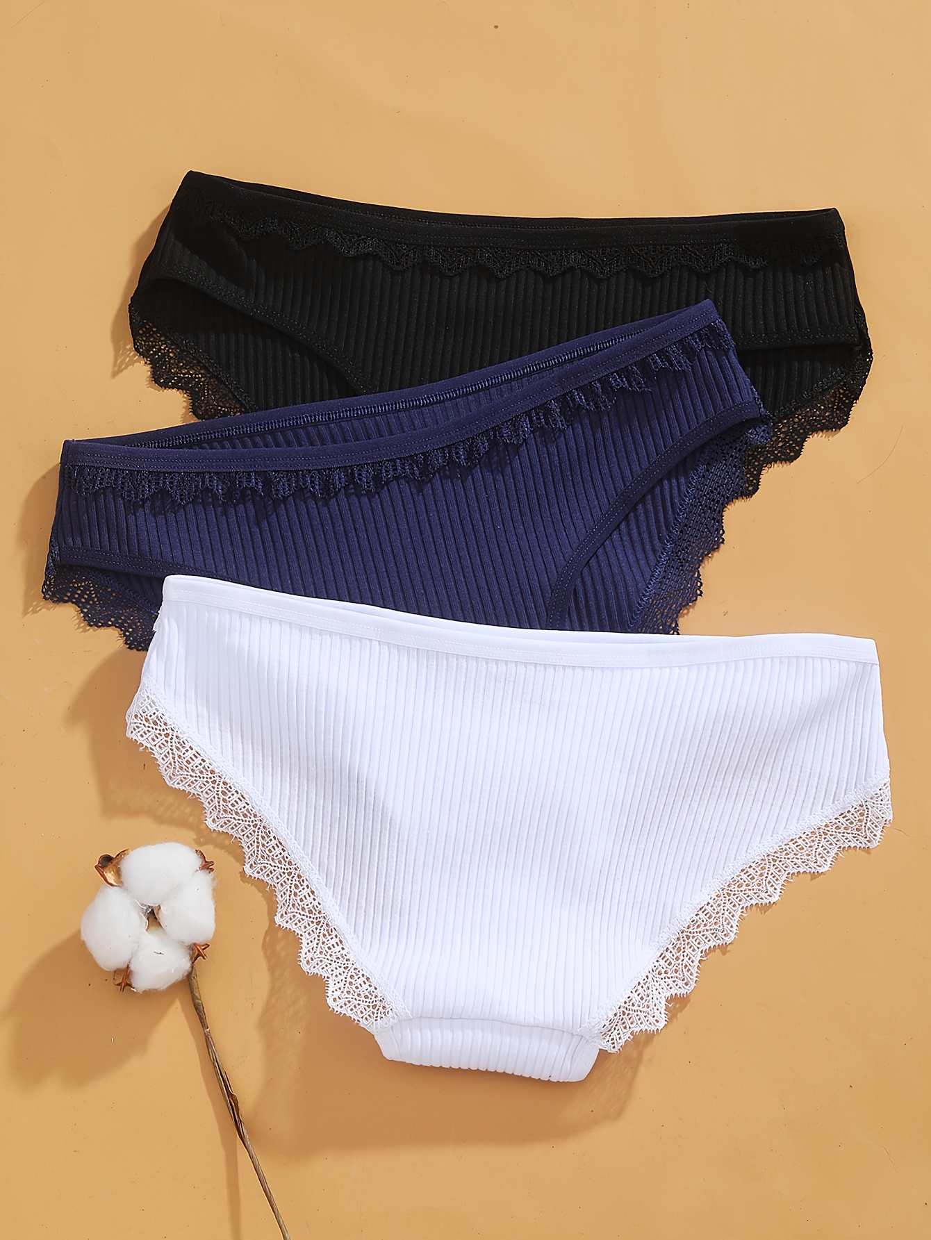 Women's Cute Seamless Panties Lace Trim Cotton Briefs - Temu