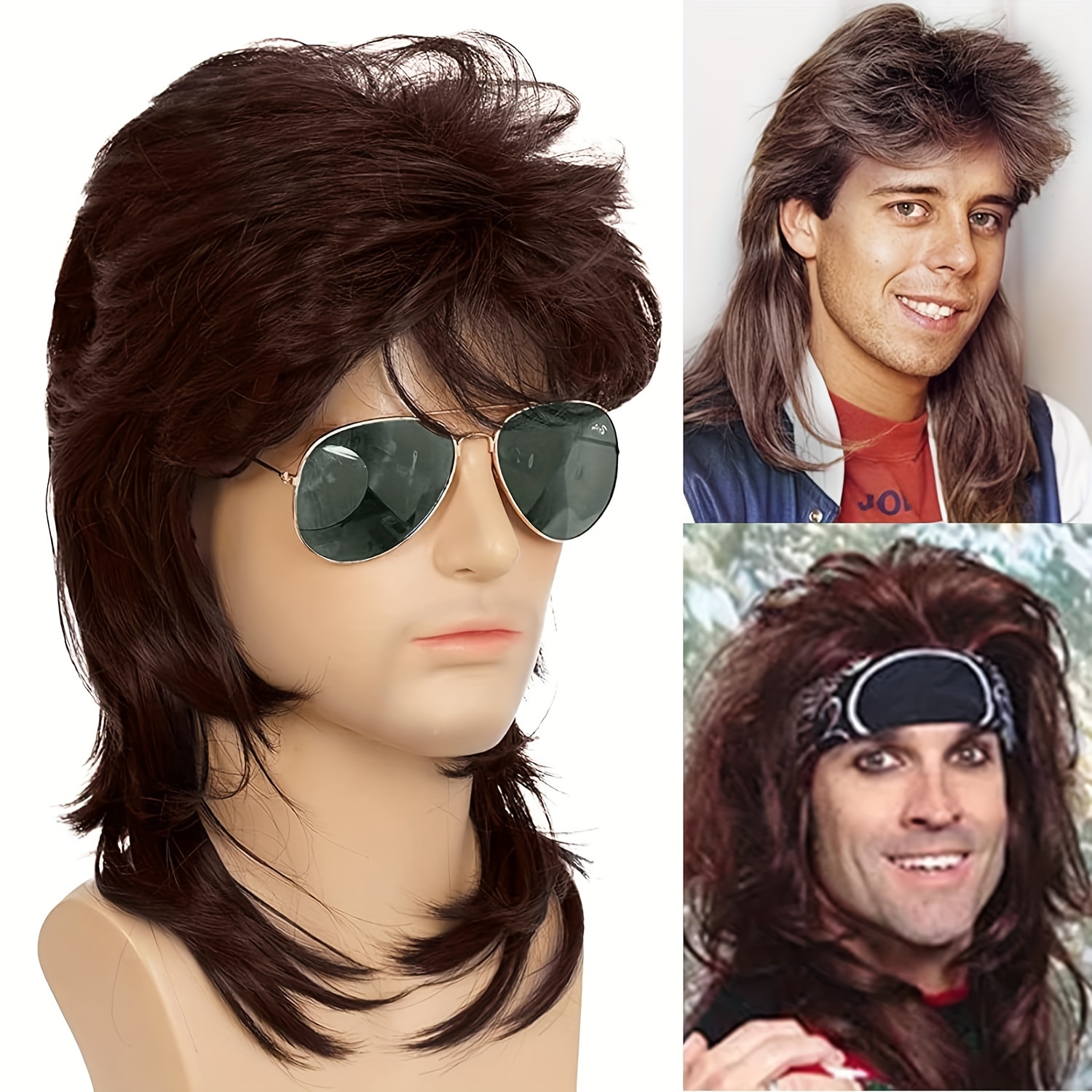 Perruque Homme Mulet Perruques Pour Hommes, 80s Et 70s Rocker Wig Perruques  Synthétiques Résistantes À La Chaleur Pour Cosplay Halloween Et Disco