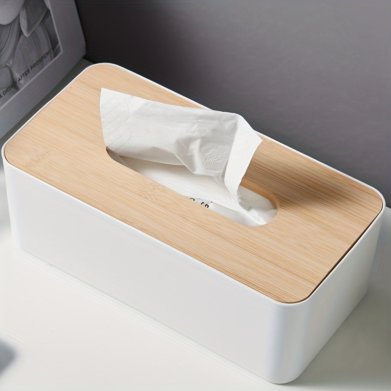 Tradineur - Caja de bambú para pañuelos, dispensador de pañuelos de papel  con base extraíble, baño, dormitorio, cocina, 23 x 11