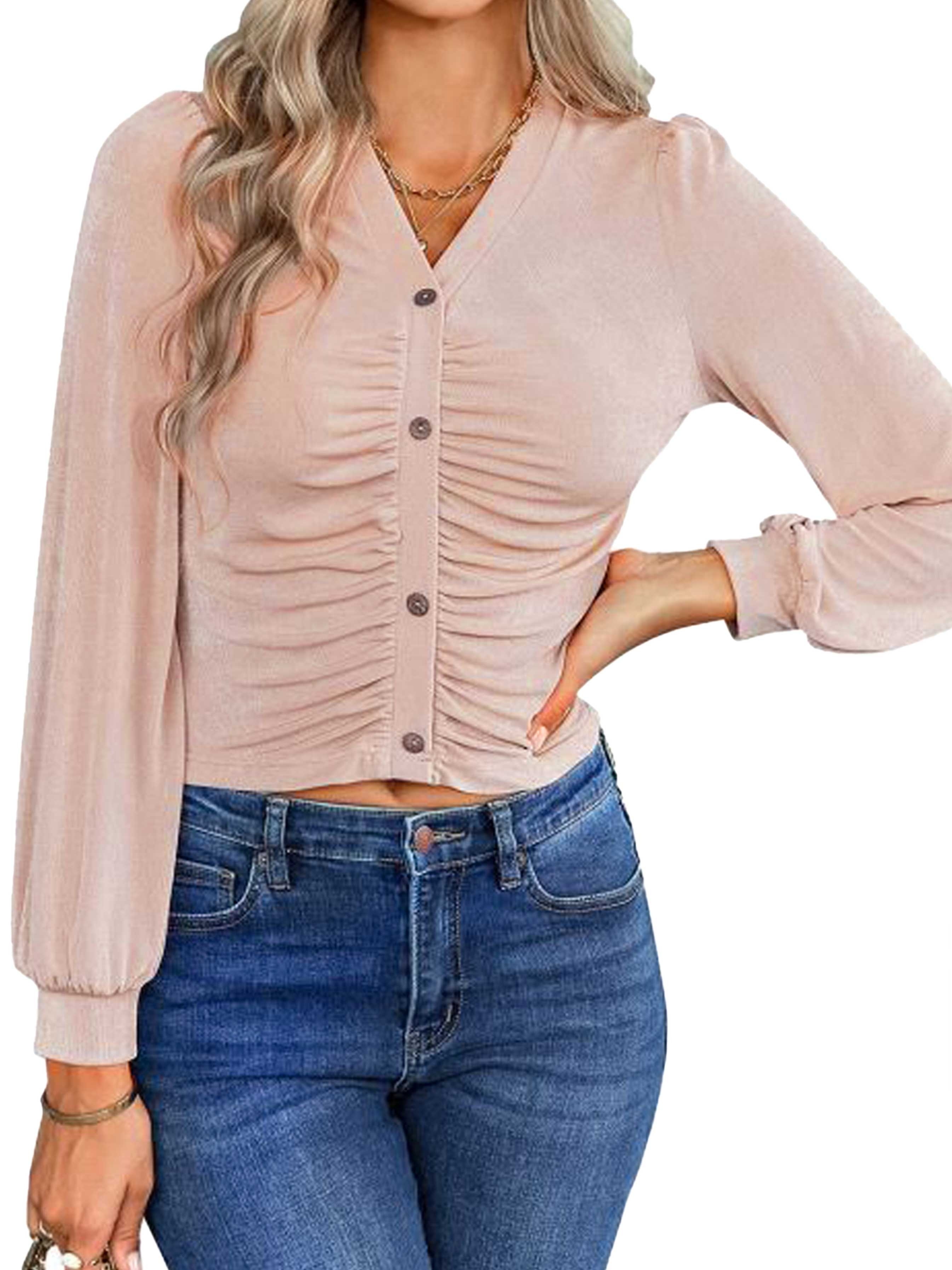 Ruched V Neck Buttons Slim Cardigans Casual Loose Long - Temu