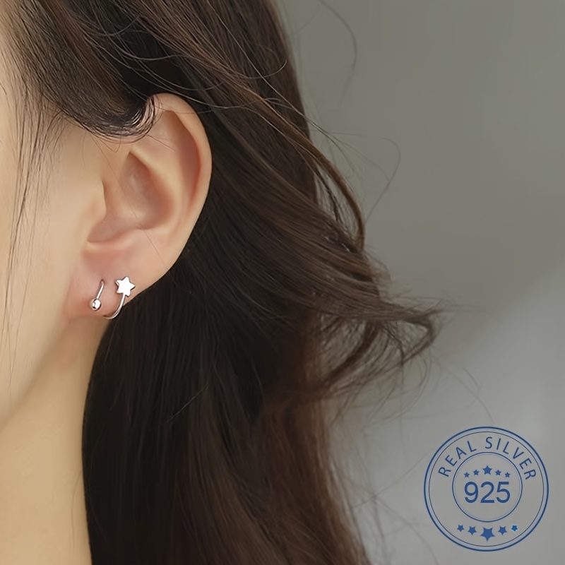 925 Sterling S Shaped Star Ear Stitch for Women