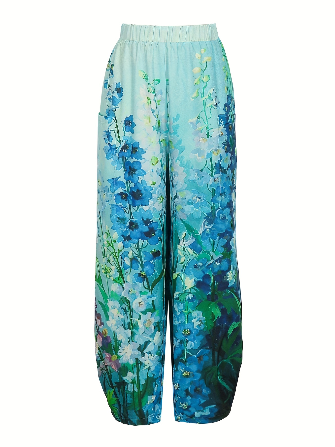 Floral Print Straight Leg Pants With Pockets