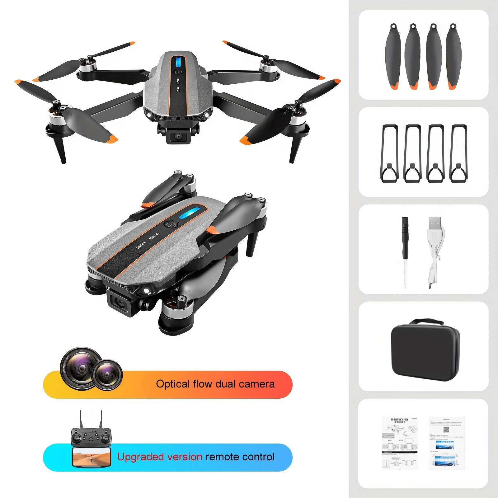 With 2 Batteries F199 Drone With Dual HD Electric Camera, Optical Flow  Positioning, Smart Obstacle Avoidance, Wind-Resistant, Stable  Flight.Perfect Fo