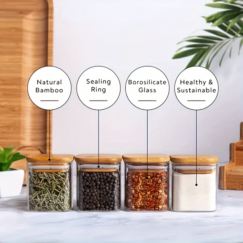 Kitchen Canisters borosilicate glass food storage jar with Airtight bamboo  lid factory and manufacturers