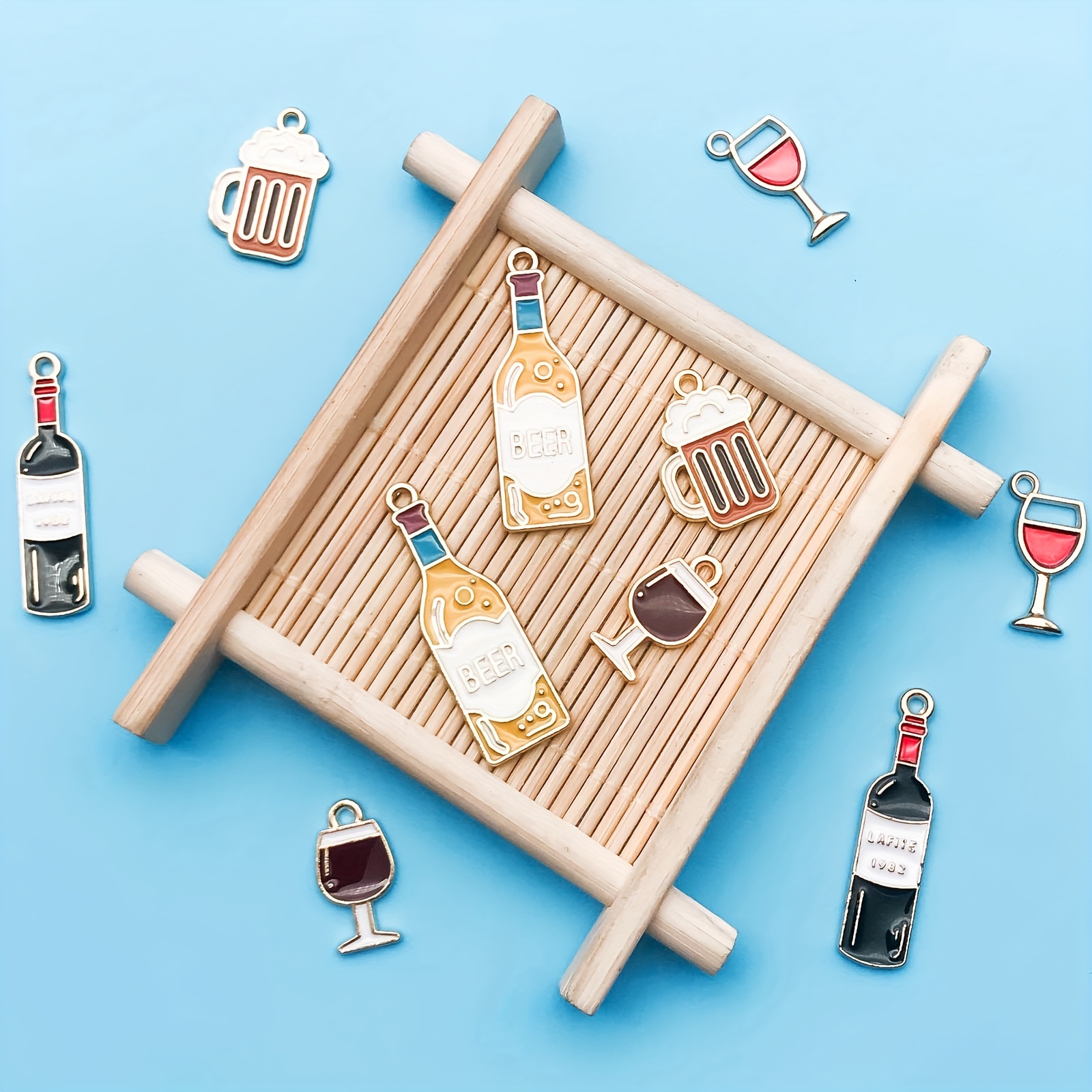 10pcs enamel charms red wine wine glass beer beer glass - Temu