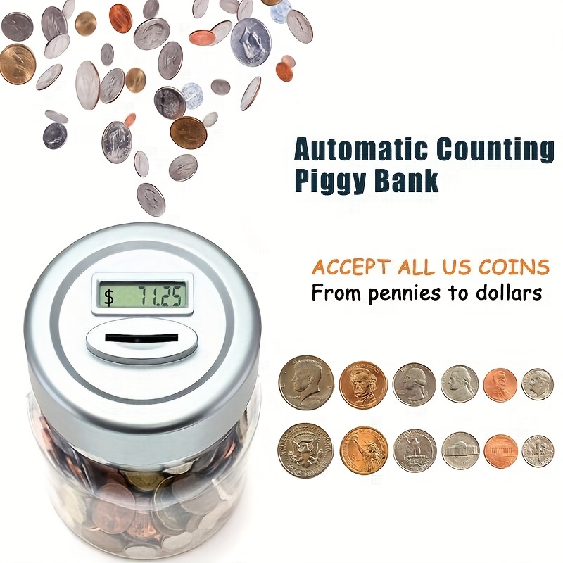 Tirelire numérique avec compteur automatique de pièces américaines