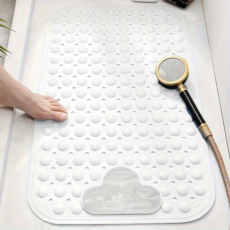 Bath Mat Non Slip Anti Mould with Foot Scrubber 70 x 40cm TPE