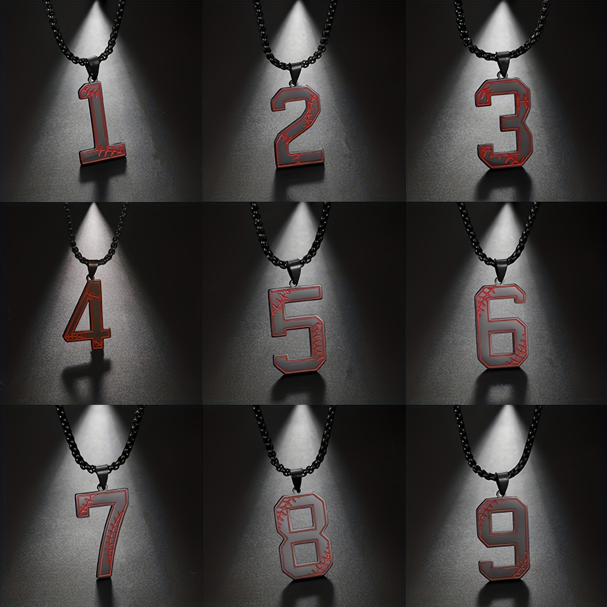 Baseball Number Necklace for Boy 0-9 Number Necklace Stainless