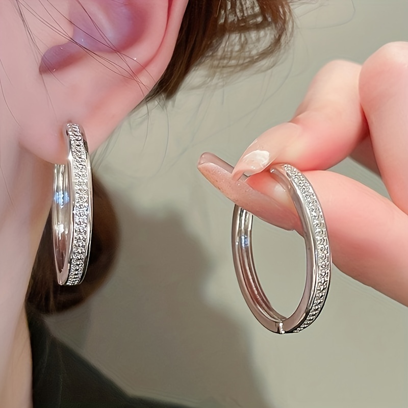 

Delicate Hoop Earrings Full Of Shiny Zircon Elegant Sexy Style For Women Party Dating Banquet Ear Ornaments