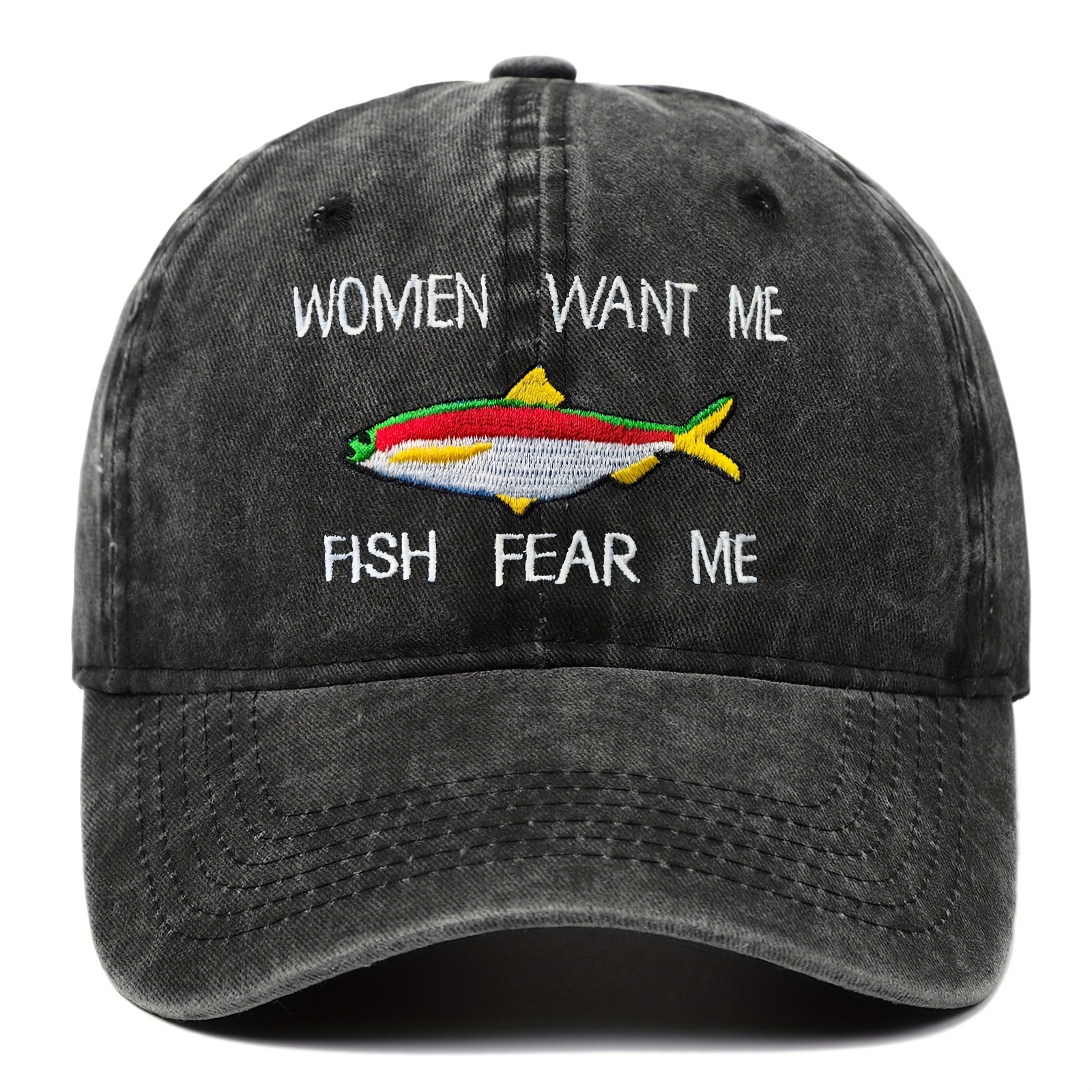 Fish Embroidered Baseball Women Want Fish Fear Hat Solid - Temu