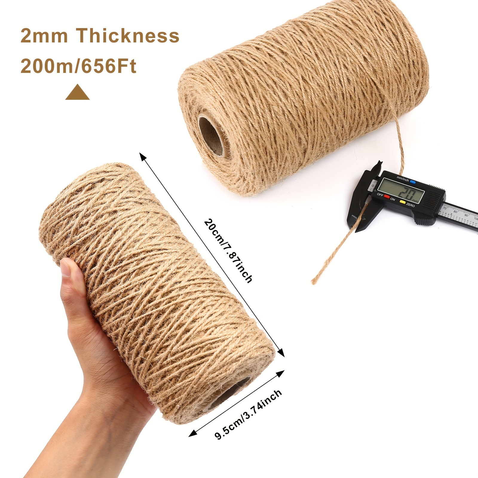 Nautical Rope for Crafts 100 Feet 5mm, Thick Hemp Jute Twine