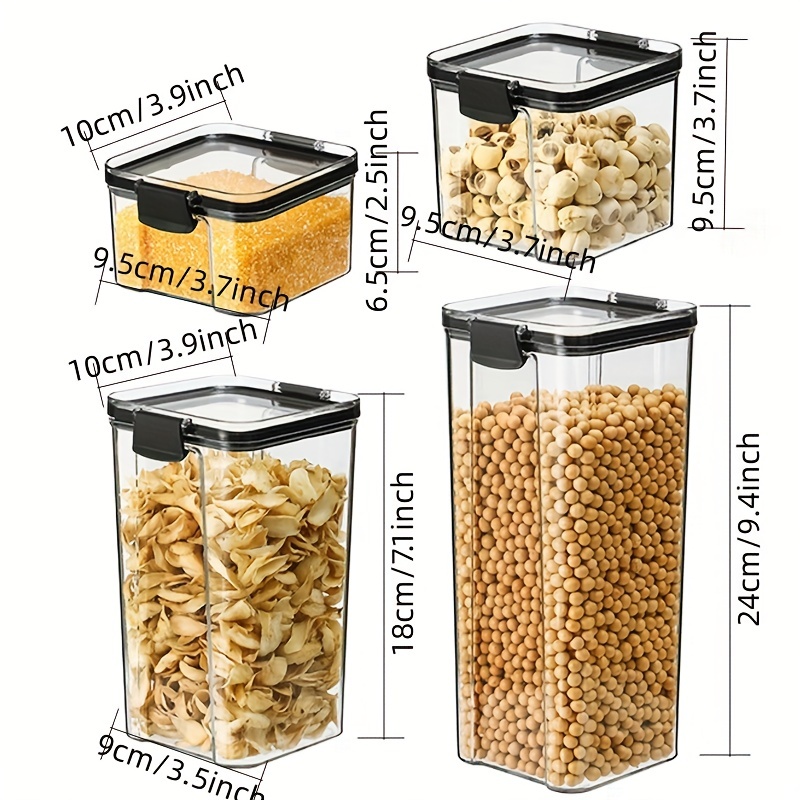 Airtight Food Storage Container,Food Storage Box Multigrain Storage  Tank,Plastic Transparent Stackable Kitchen Sealed Jar