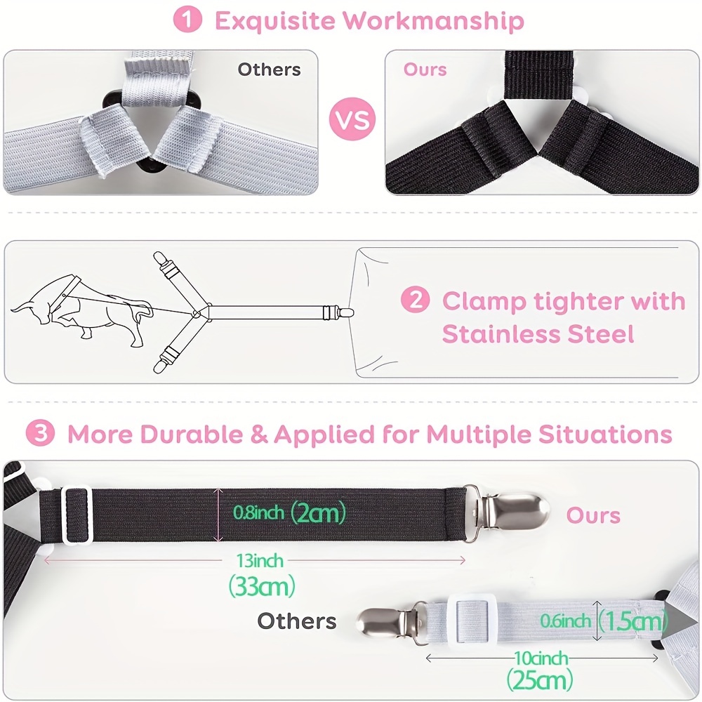 Bed Sheet Holder Straps,sheet Holders For Corners,sheet Suspenders,sheet  Straps And Sheet Fasteners, Bed Sheet Clips With Adjustable Bed Bands F
