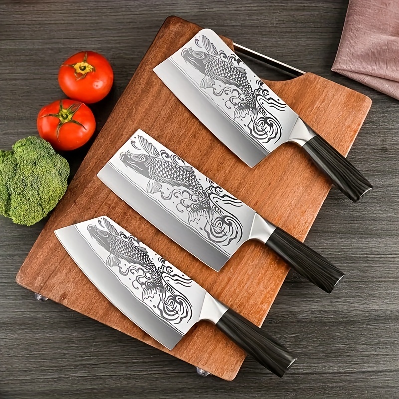 Premium Stainless Steel Kitchen Knife Set - Sharp Forged Meat Cleaver Knife  For Effortless Cutting And Slicing - Perfect Kitchen Tools For Home Cooks -  Temu
