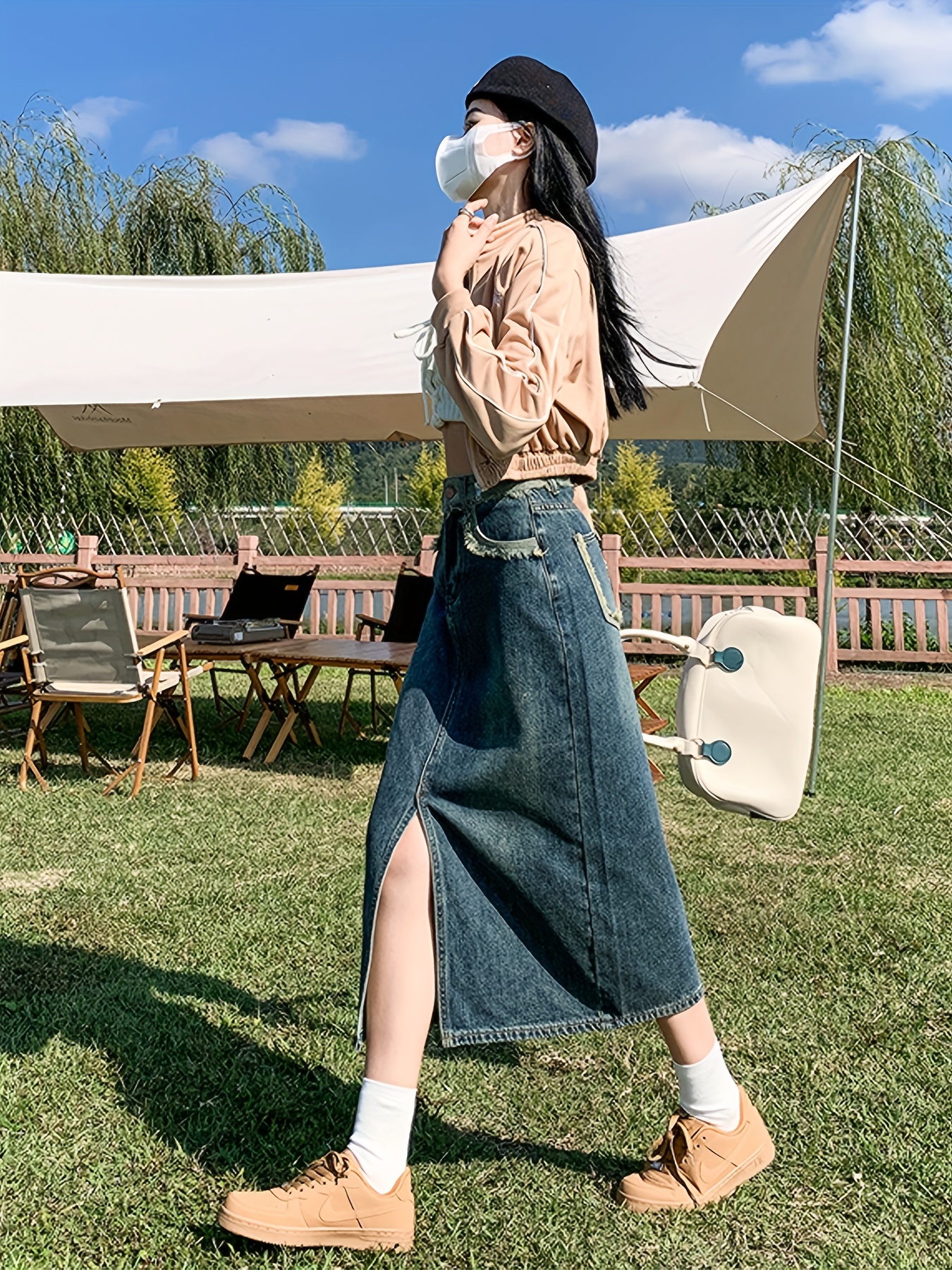 Denim skirt 2025 retro outfit