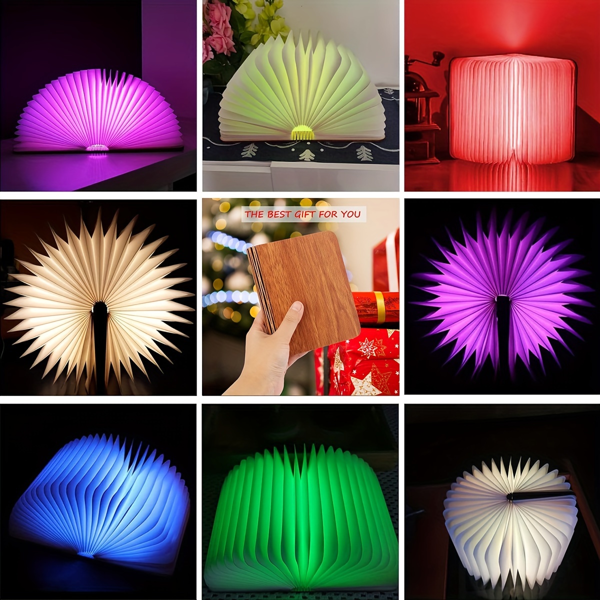 Lampe pliable en forme de livre - Lampe de nuit pour enfant - Lampe  portable en papier - 7 couleurs - Chargement USB