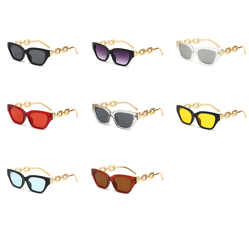Gafas de sol de ojo de gato vintage para mujer, lentes de sol de cadena de  metal pequeño, anteojos elegantes, tendencia, tonos de moda - Temu