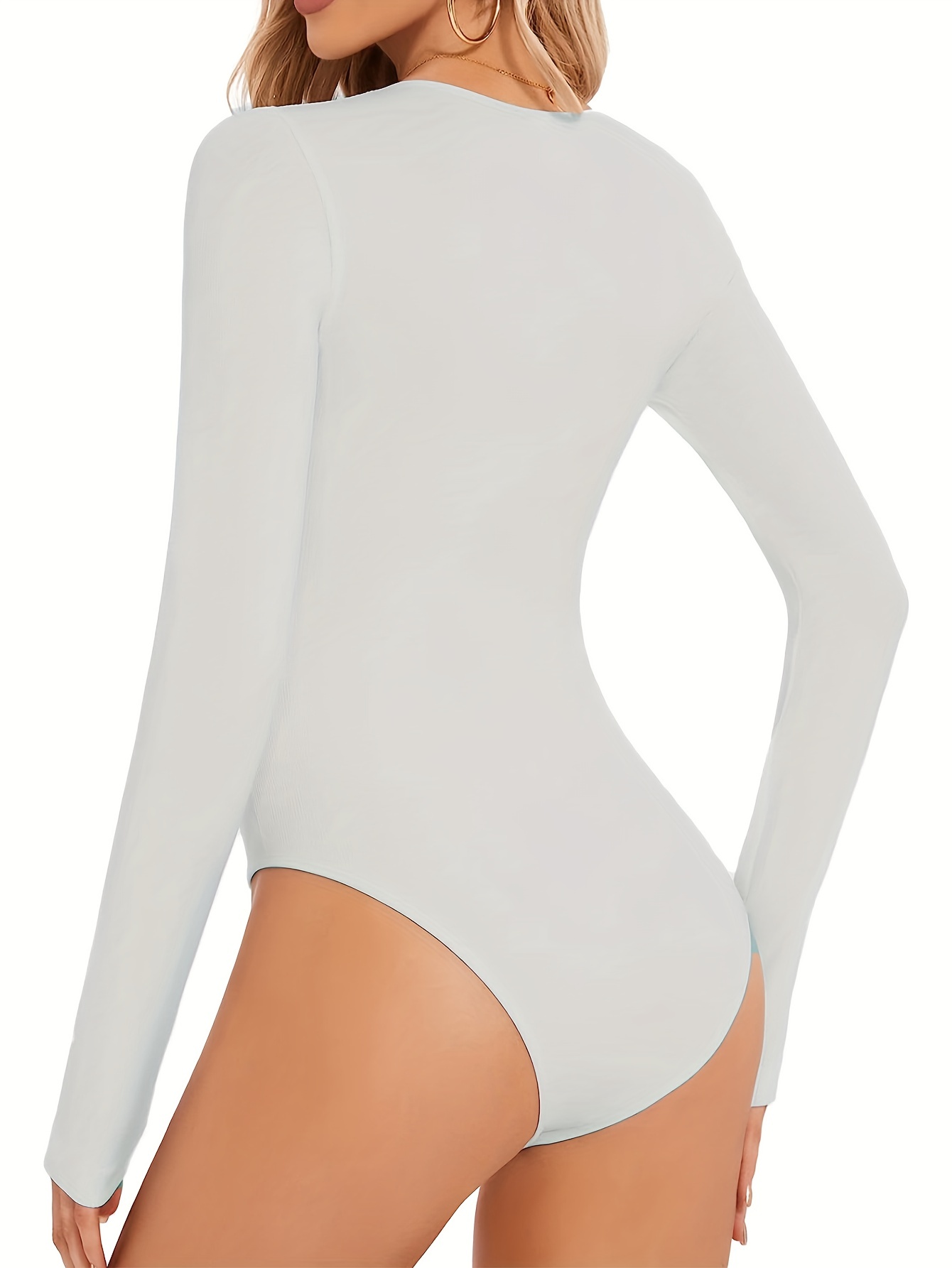 Seamless Outer Long Sleeve Thong Bodysuit - Bodysuit Shape Wear