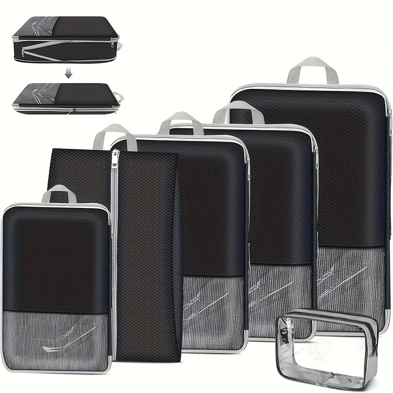 Expandable Suitcase Storage Bag Set With Transparent - Temu