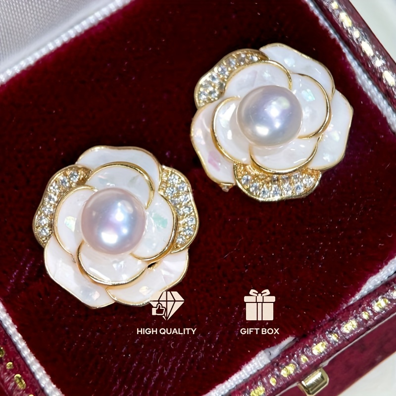 Chanel Jewelry Stud Vintage Earrings, 925 Sterling Silver Real Pearl
