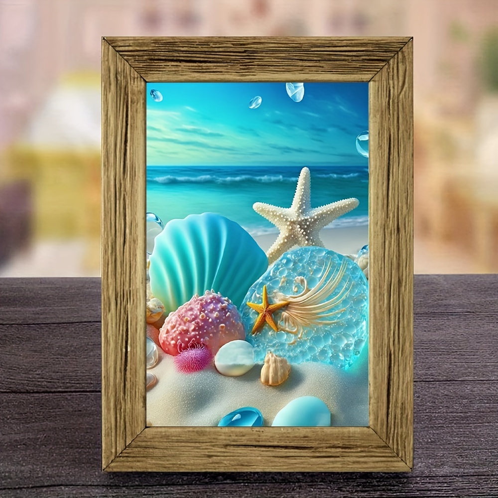 Diy Diamond Painting Beach Shell Art Handmade Home Wall Art - Temu