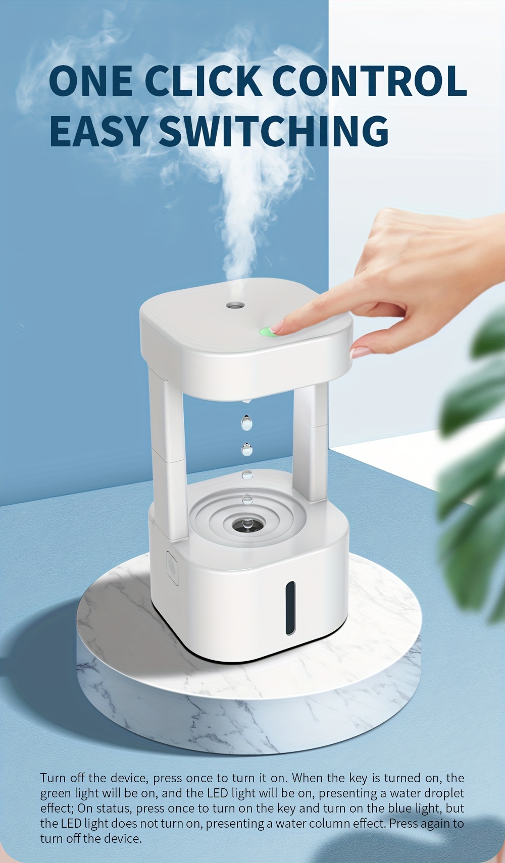 1pc, Anti Gravity Water Droplets Atomizing Humidifier, Humidifiers For  Bedroom, Small Cool Mist Air Humidifier Mini Cute For Plants Large Room  Home In